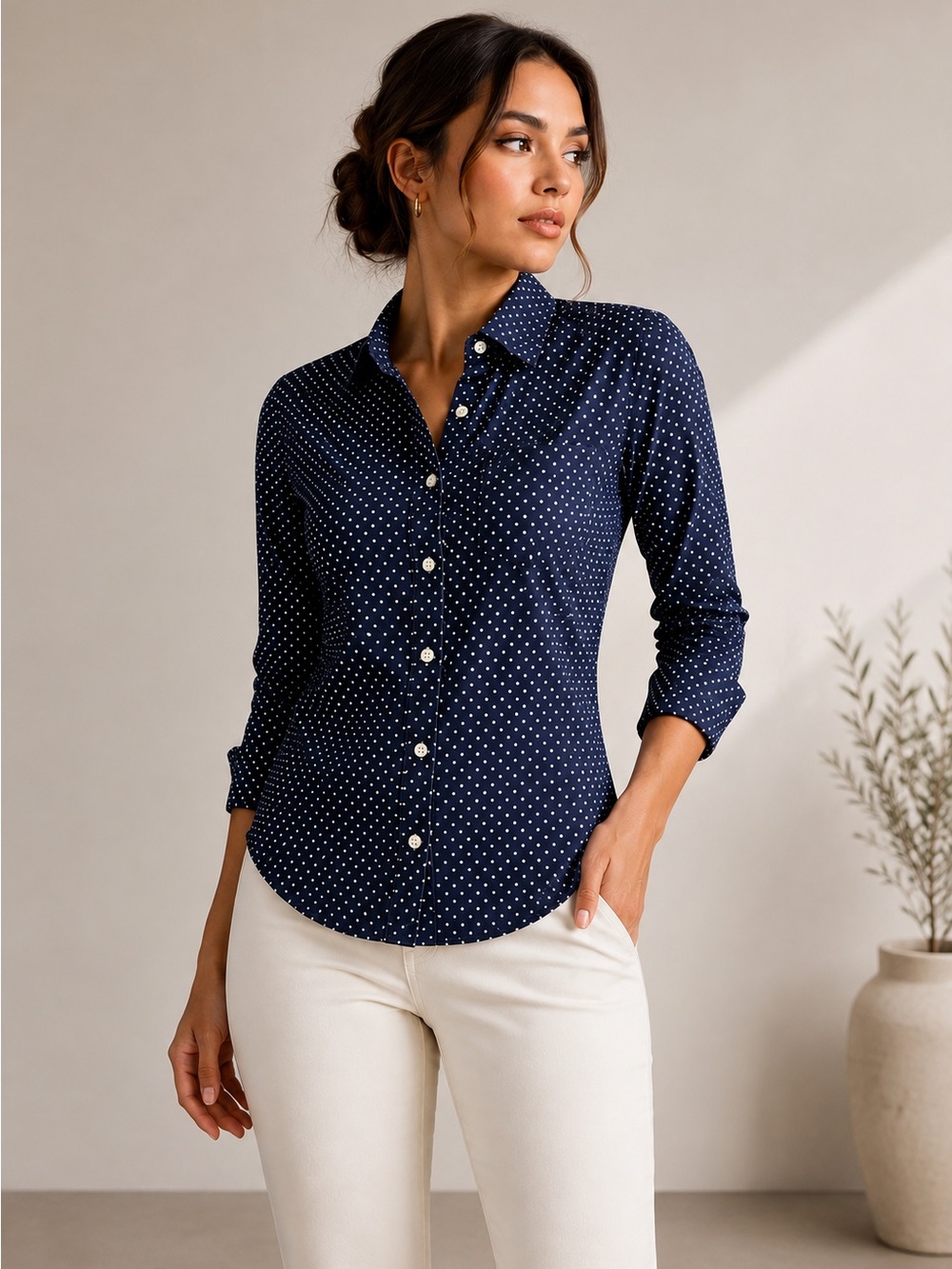 Prince & Fox Navy Polka Dot Button-Down Shirt